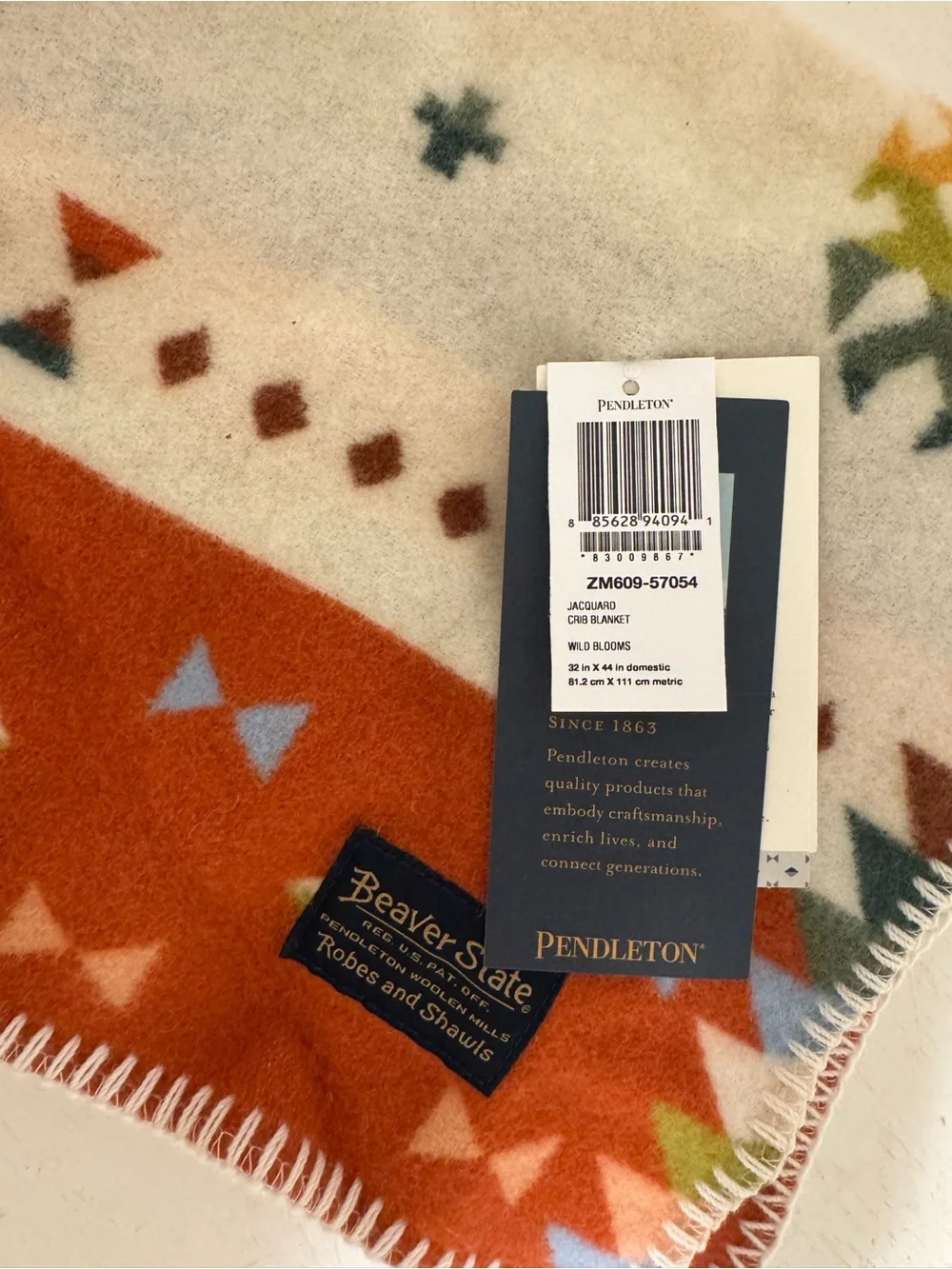 Pendleton Orange & Cream Southwestern Wool Throw